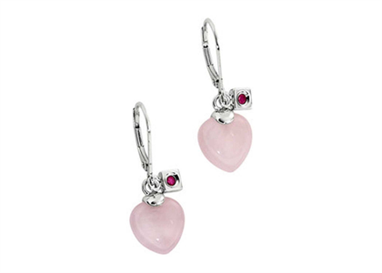 Lever Back Pink Heart Dangle Earrings